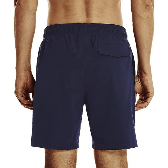Hodo Men's  Navy Swim Trunks w Orange Drawstring NWT Sz S - Picture 3 of 8